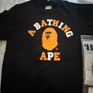 A Bathing Ape Black and Orange Graphic Tee